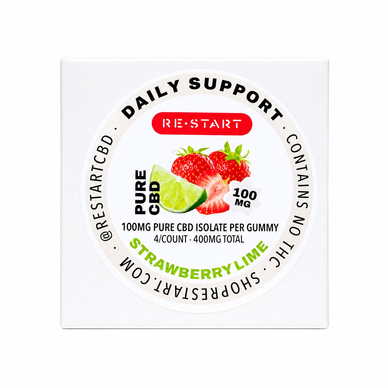 CBD 100MG Gummies Strawberry Lime (1MG THC), Count: 4ct (Reg. Price $15)