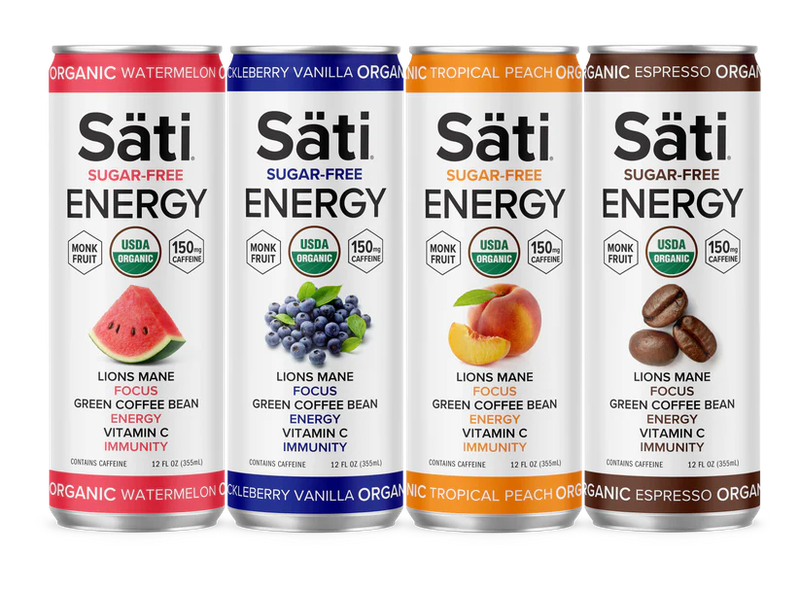 Sati Organic Sugar-Free Energy Drinks 12oz (150MG Caffeine)