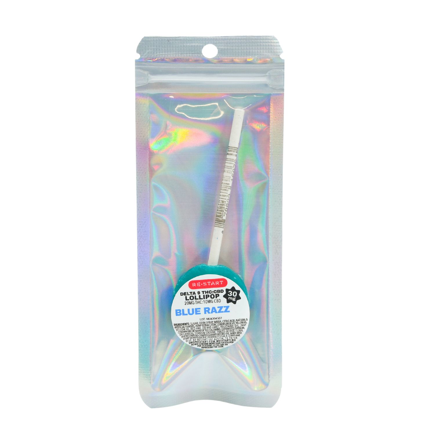 30MG THC:CBD Lollipop - Blue Raspberry, Count: 1-ct