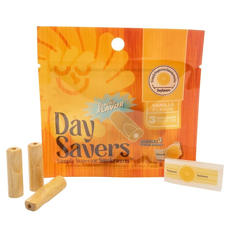 DaySavers 9mm Natural Wood Filter Tips (Pack of 3 - Tips Only), Flavor: Vanilla *ATX Only