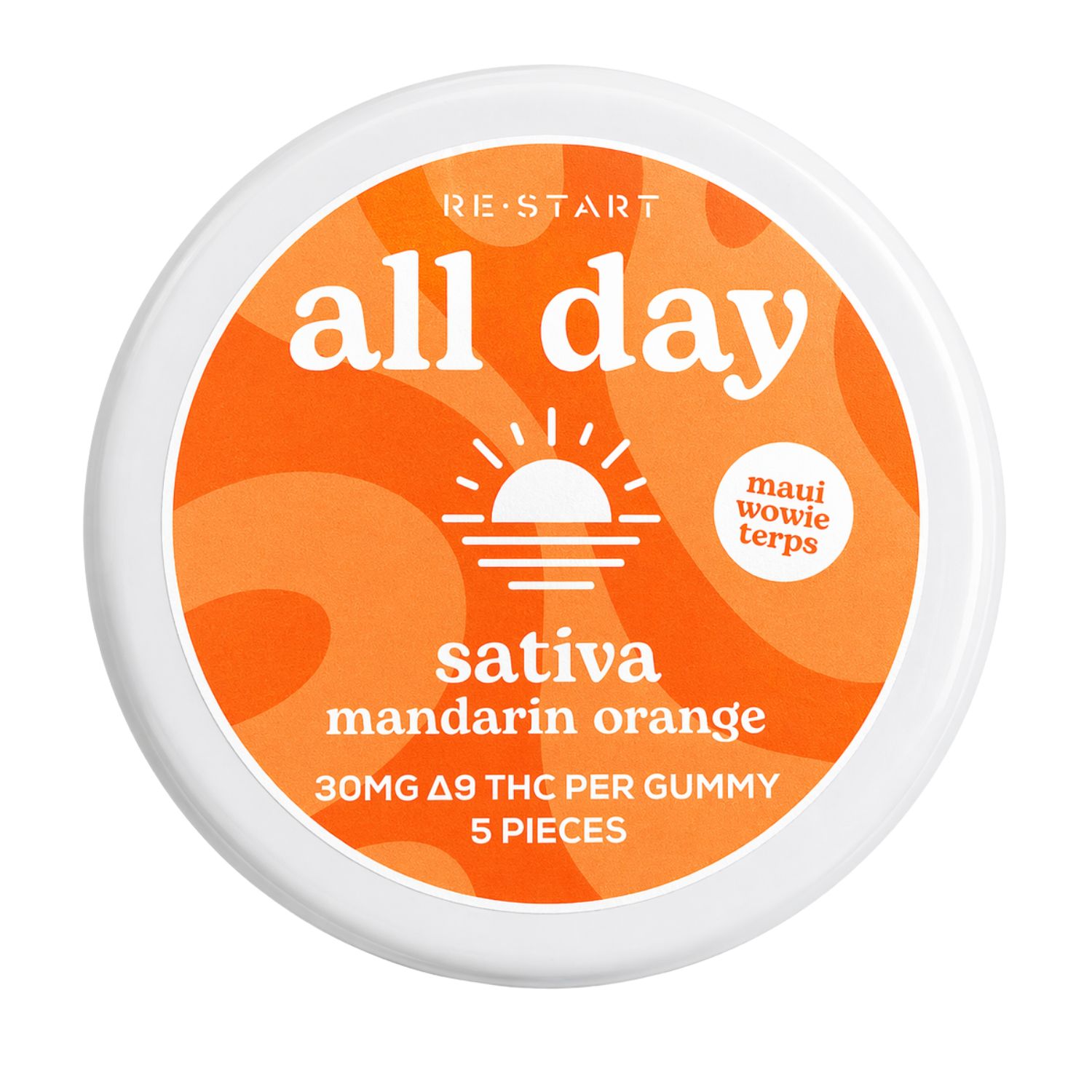 Delta 9 THC 30MG All Day Sativa Gummies - Mandarin Orange, Count: 5-count