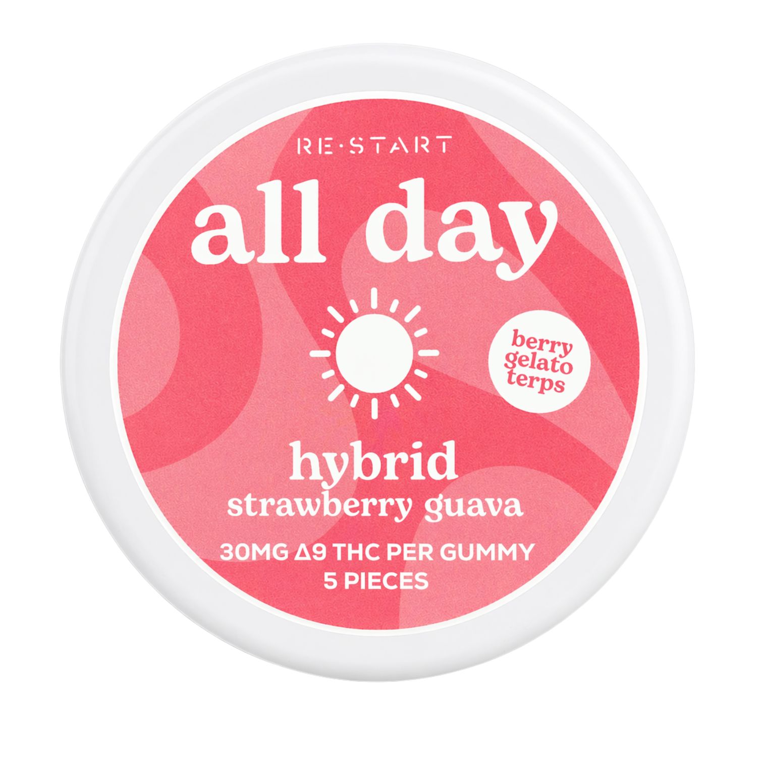 30MG THC All Day Gummies - Strawberry Guava / Hybrid, Count: 5-count