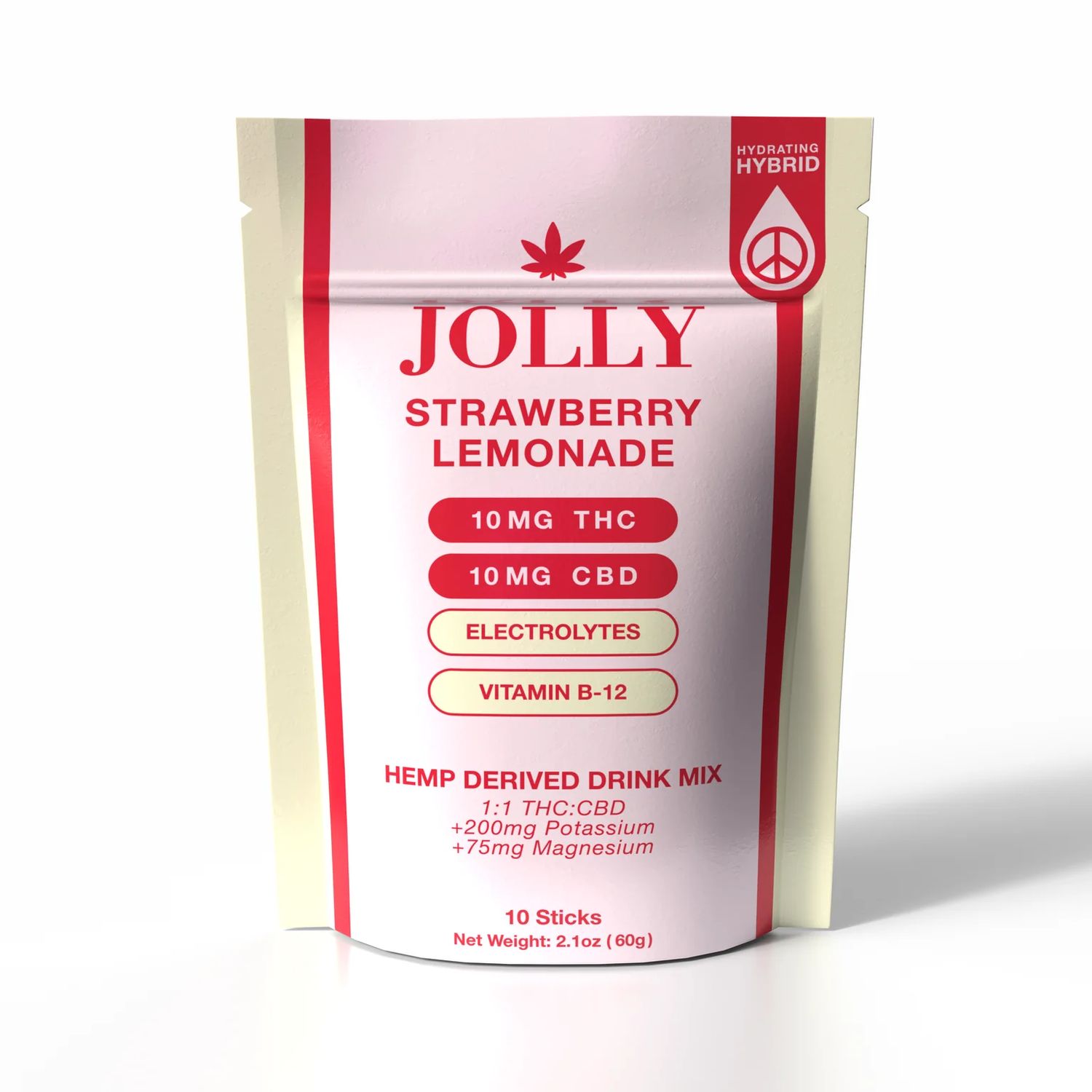 Delta 9 THC Electrolyte Drink Mix 10MG 10/packets, Flavor: Strawberry Lemonade