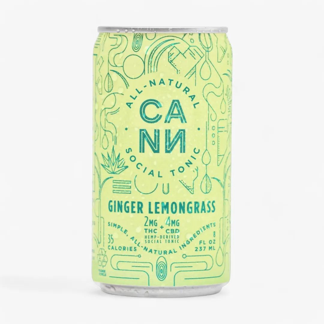 Cann 2mg THC + 4mg CBD Sparkling Water (8oz), Flavor/Strength: Ginger Lemongrass