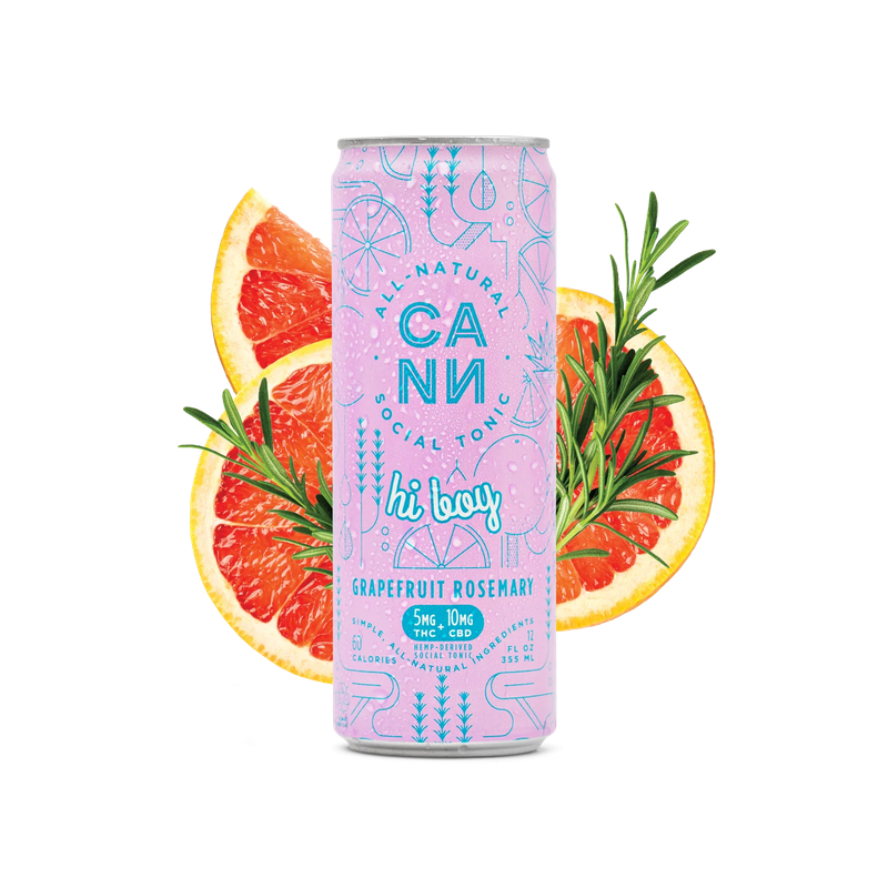 Cann Hi Boy THC All Natural Sparkling Water 12oz 5MG THC + 10MG CBD *ATX Only
