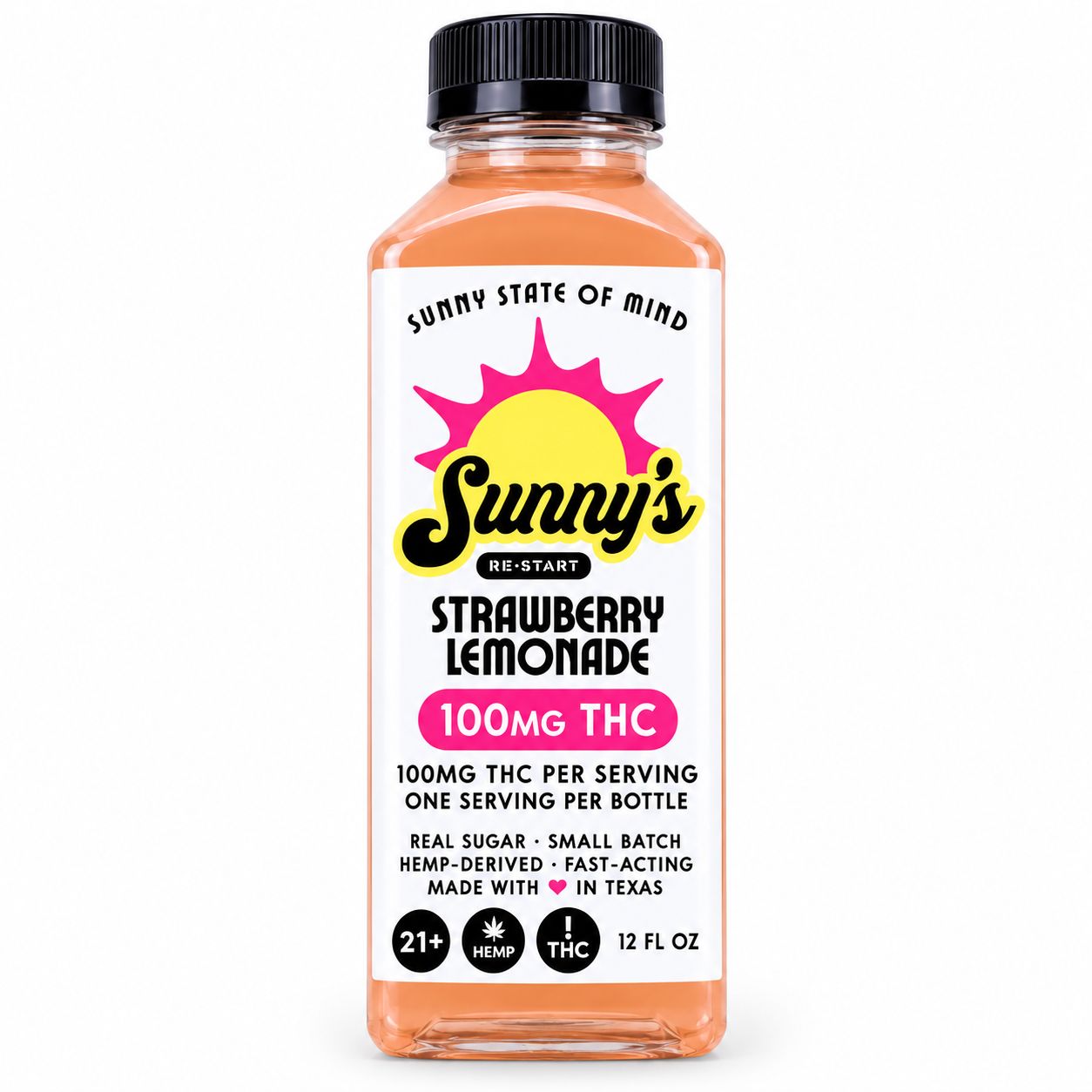 Sunny’s Delta 9 THC 100MG Strawberry Lemonade 12oz