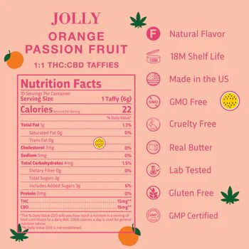 THC CBD Taffy 30MG (1:1) Orange Passionfruit 10-ct (Reg. Price $35) *Austin Only