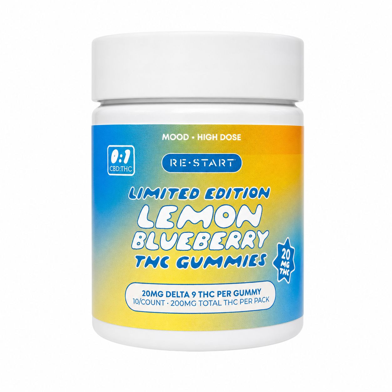 20MG THC Gummies - Lemon Blueberry, Count: 10-ct