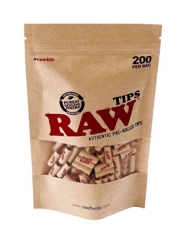 Raw Natural Paper Pre-Rolled Tips, Brown Pack of 200