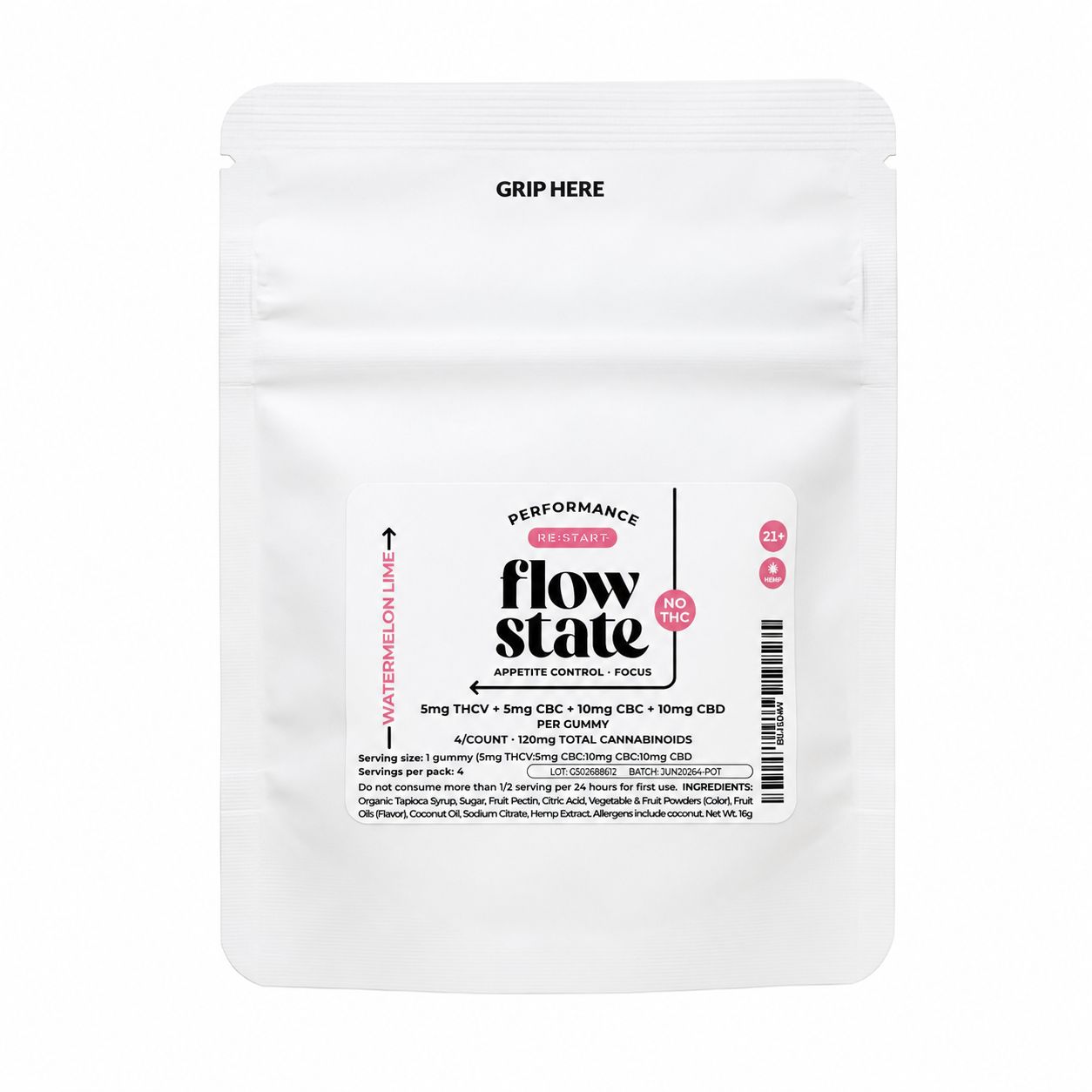 Flow State THCV:CBC Gummies - Watermelon Lime