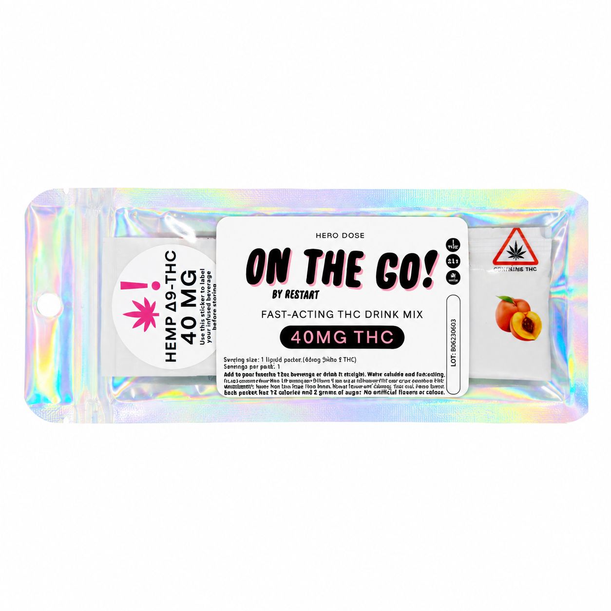 On-The-Go THC 40mg Drink Mix 1-ct, Flavor: Peach