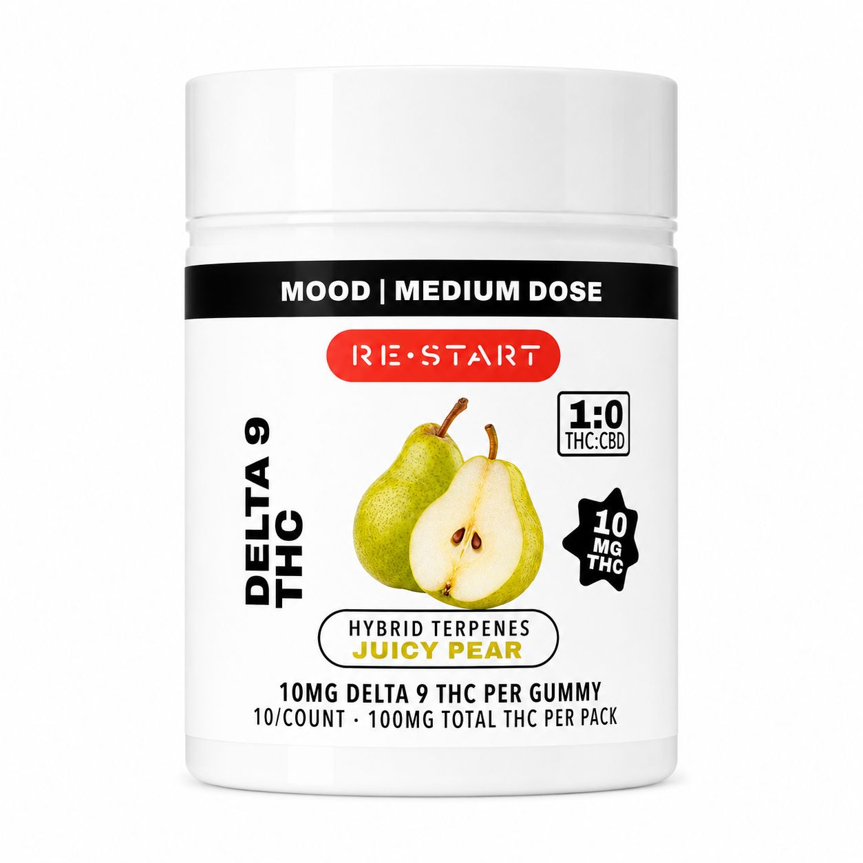 10MG THC Gummies - Juicy Pear / Hybrid, Strength: 10-ct