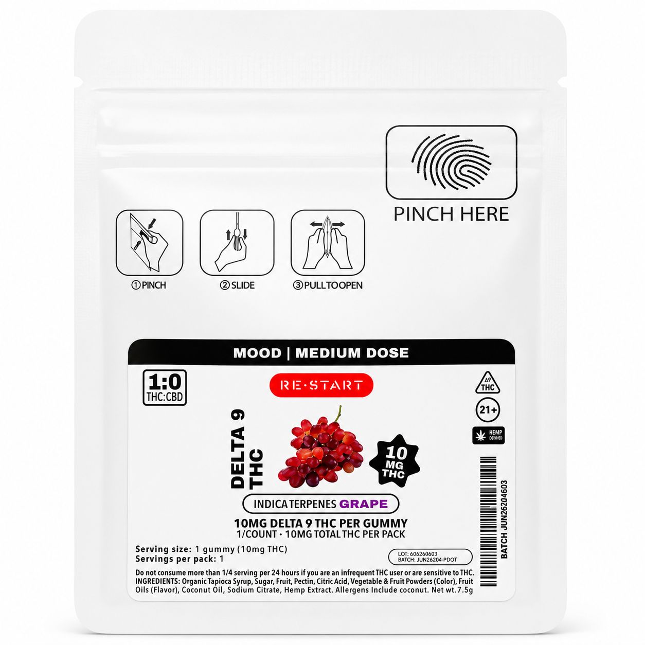 10MG THC Gummies - Grape /Indica Terpenes (1-ct)