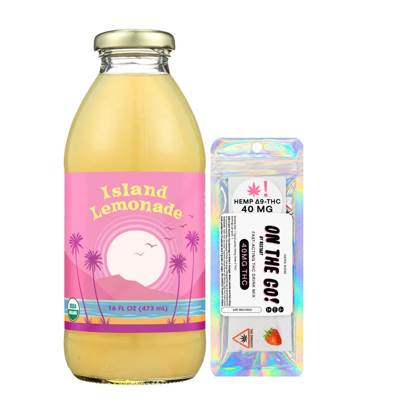 Organic Island Lemonade 16oz + On-The-Go 40MG THC Drink Mix