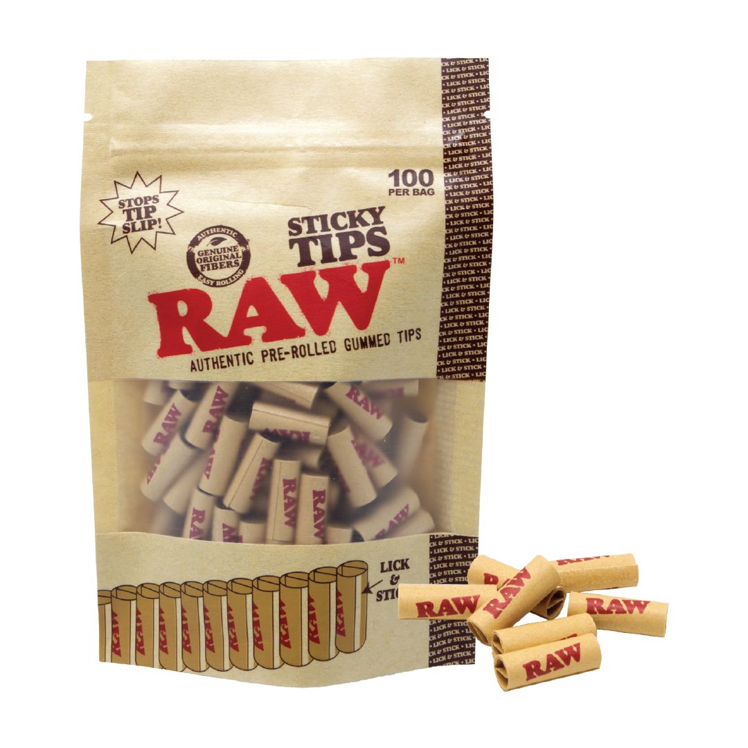 Raw Pre-Rolled  Sticky Tips, Brown Pack of 100