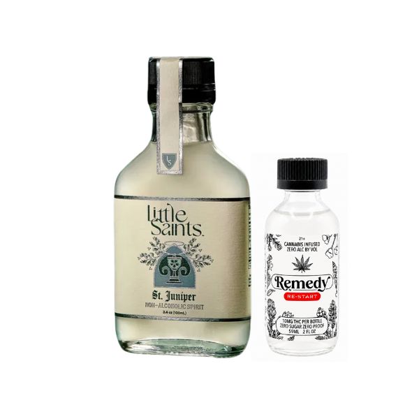 SAVE 25% - Little Saints Non-Alcoholic Lions Mane Cocktails, Flavor: St. Juniper + Remedy 10MG THC Bundle (Reg. $15)