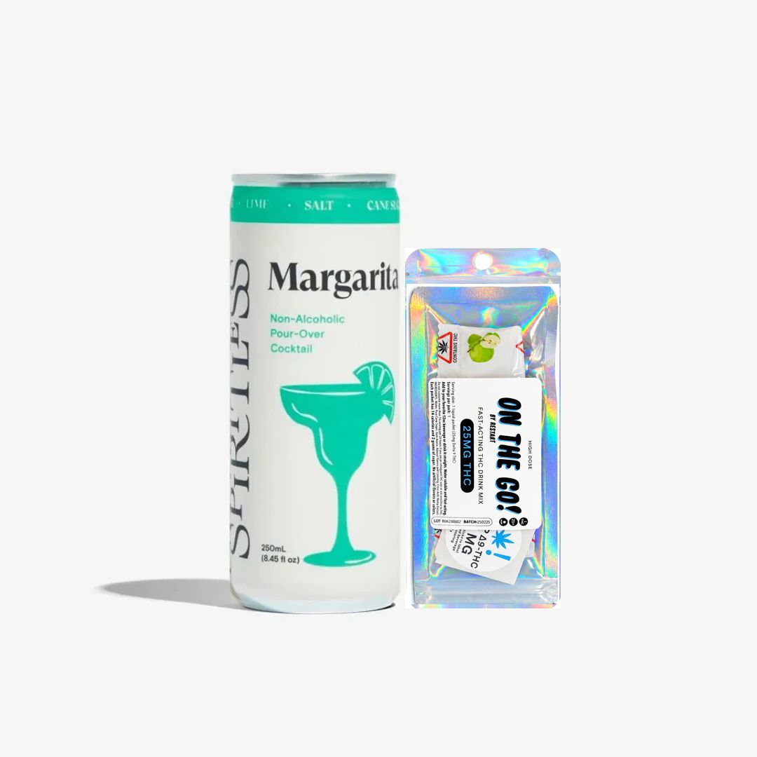 SPIRITLESS Non-Alcoholic Margarita Mocktail 8.45oz, Variation: Single Can + 25MG THC On-The-Go Drink Mix