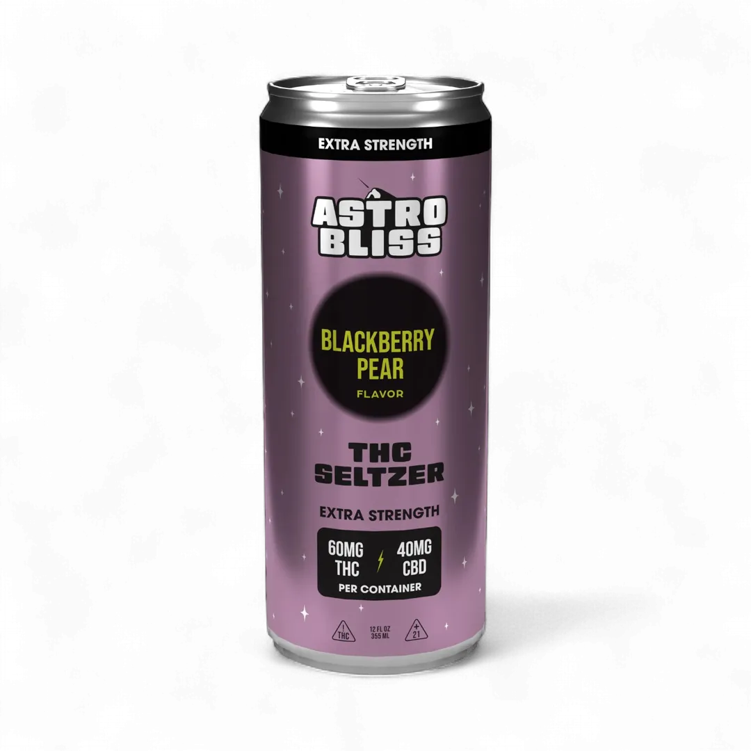 AstroBliss 60MG THC + 40MG CBD Seltzer - Blackberry Pear 12oz*
