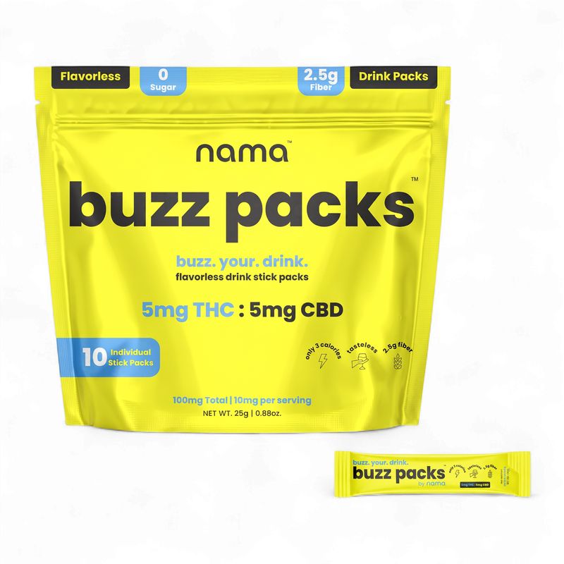 SAVE 10% - Nama Buzz Packs 5MG THC + 5MG CBD Drink Mix - Unflavored SAVE 10% - Nama Buzz Packs 5MG THC + 5MG CBD Drink Mix - Unflavored