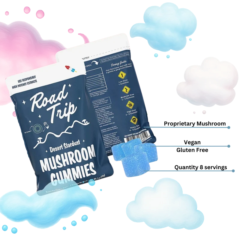ROAD TRIP Desert Stardust Mushroom Cotton Candy Gummies 2-ct