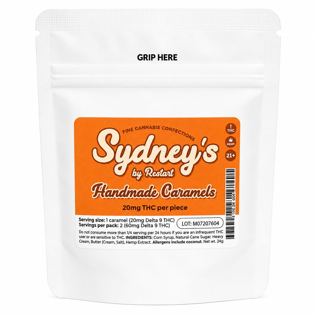 Sydney’s Handmade THC Caramels 20MG 2/pk