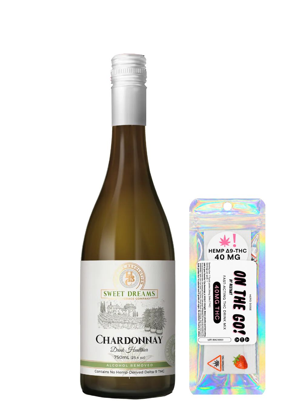 Sweet Dreams Non-Alcoholic Chardonnay + 40MG THC On-The Go Drink Mix