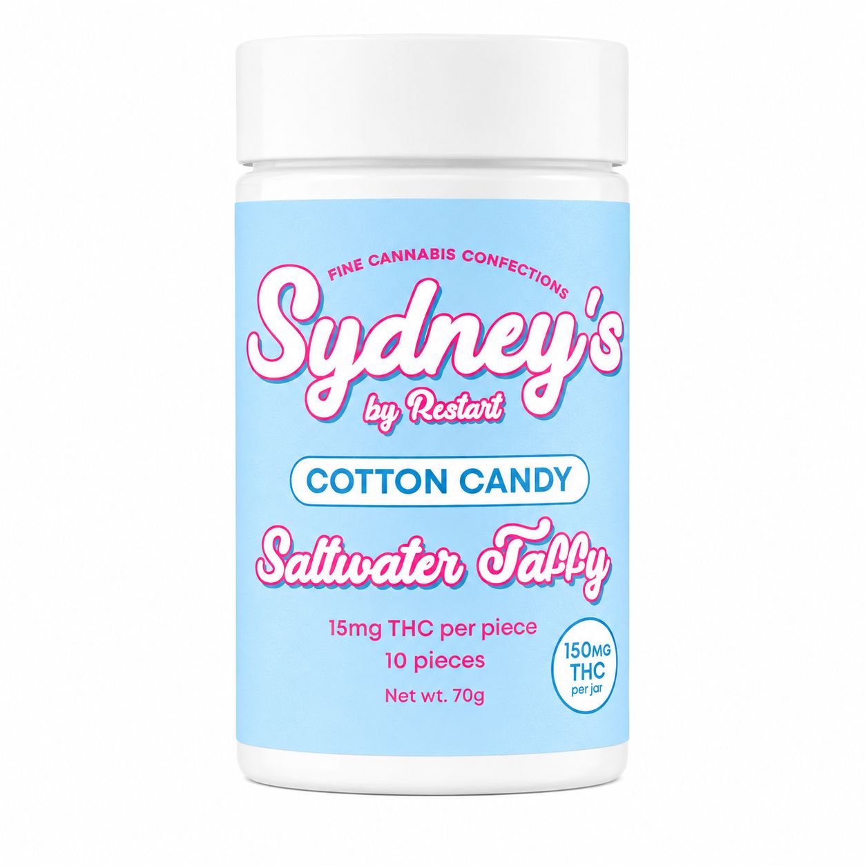 Sydney’s THC Saltwater Taffy 15MG Cotton Candy, Count: 10-ct