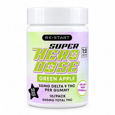 Super Hero Dose D9 THC 50MG Jellies Green Apple