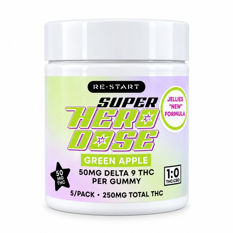 Super Hero Dose D9 THC 50MG Gummies Green Apple