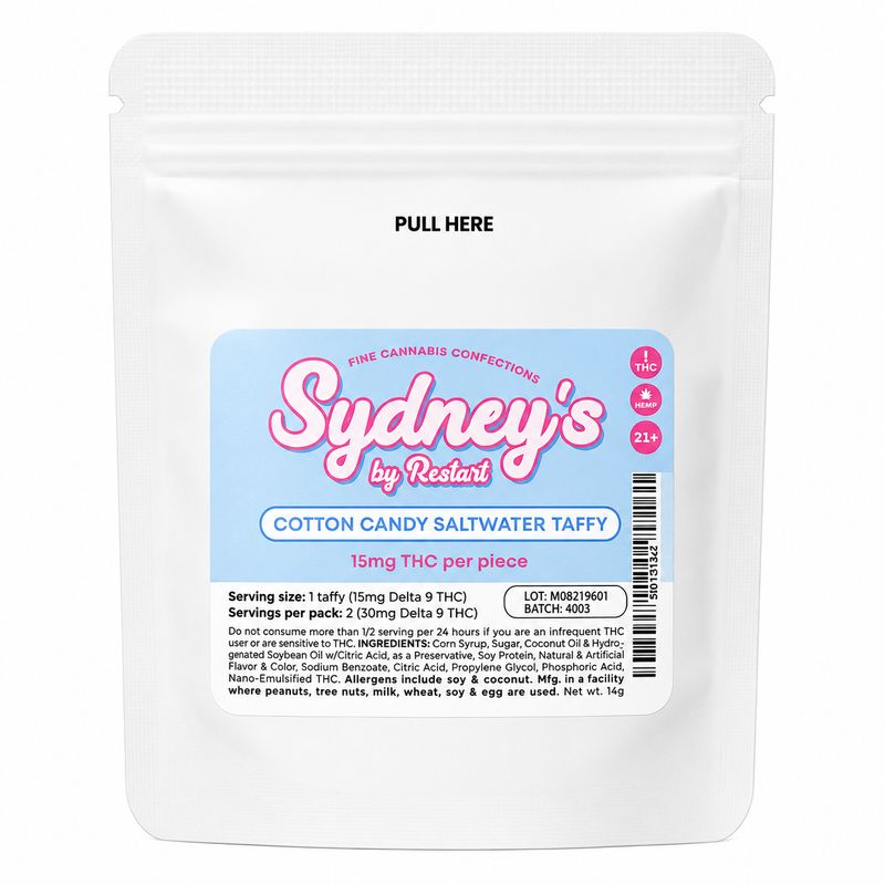 Sydney’s THC Saltwater Taffy 15MG Cotton Candy 2-ct