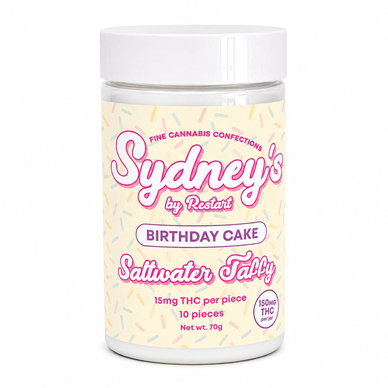 15MG THC Sydney's THC Saltwater Taffy - Birthday Cake, Count: 10-ct