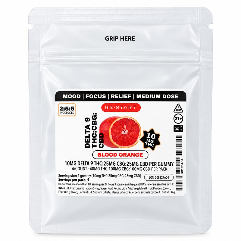 60MG THC:CBG:CBD Gummies Blood Orange 4-ct
