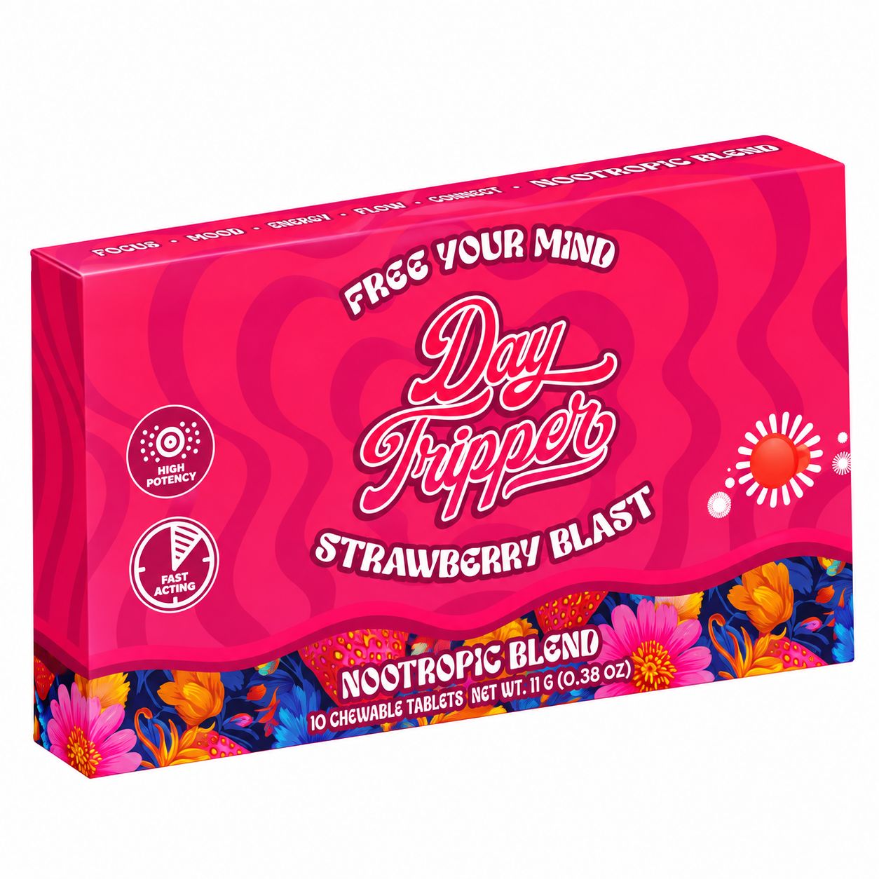 Daytripper Nootropic Mushroom Chewable Tablets 10-ct, Flavor: Strawberry