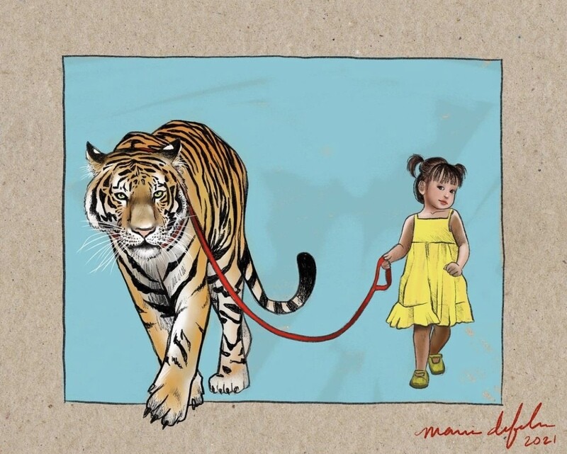 "Lucy Tames the Tiger" Fine Art Print