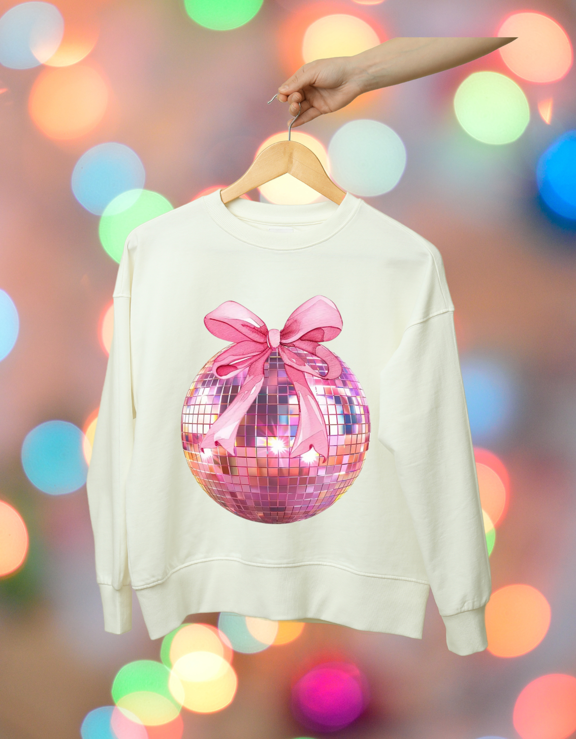 All Pink Christmas Disco Ornament Crewneck