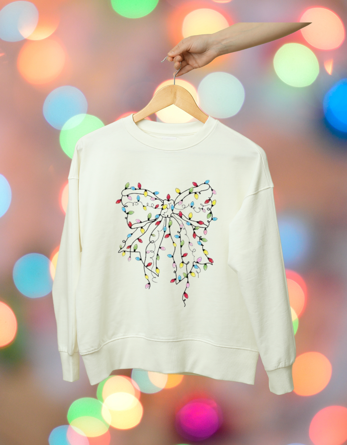 Christmas Lights Bow Crewneck