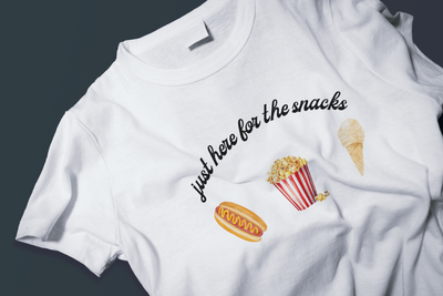Just Here For The Snacks – Jersey Boxy Tee