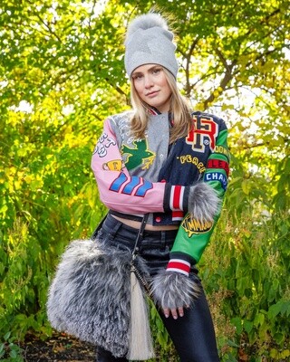 Multicolor Crop Varsity Jacket