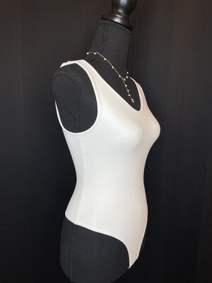 White V-Neck Tank Bodysuit