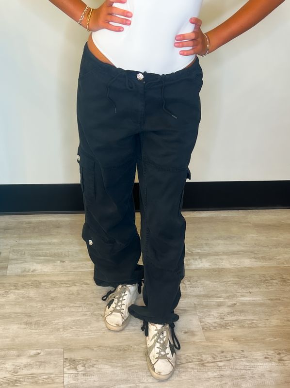 Crystal Button Cargo Pants