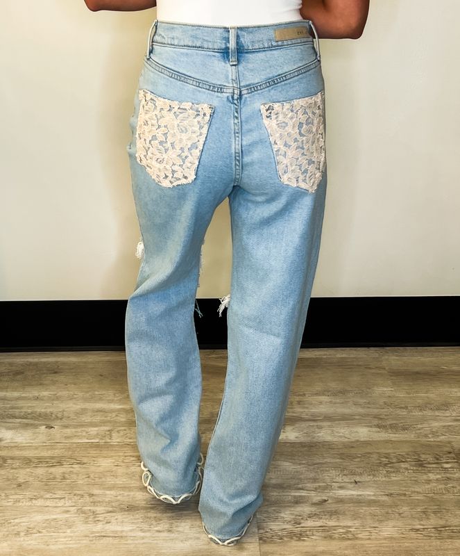 Upcycled Lace Jeans