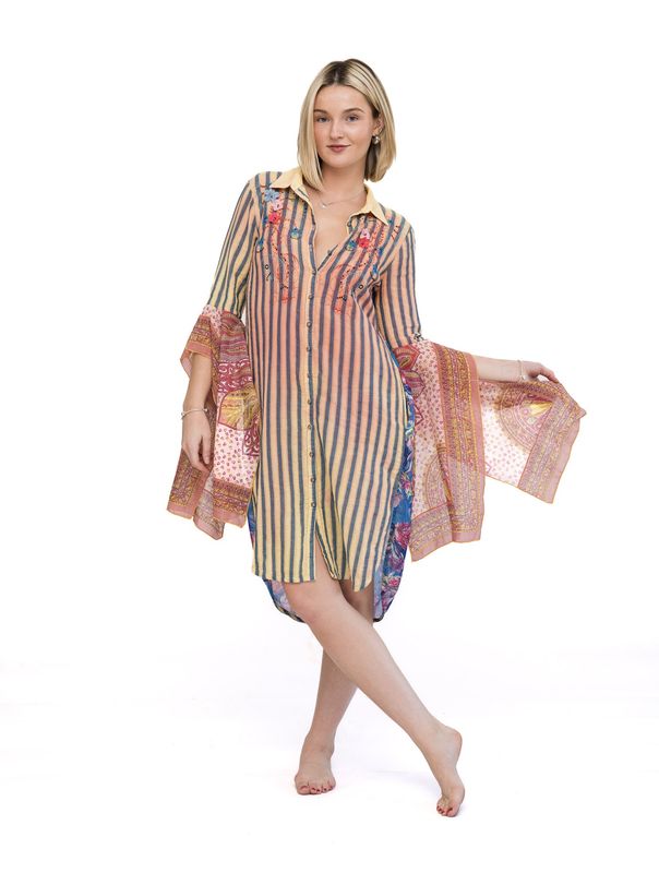 Yellow Striped Button-up Dress