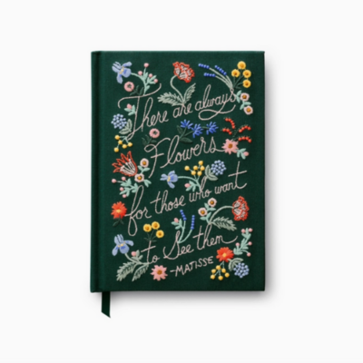 there are always flowers embroidered journal