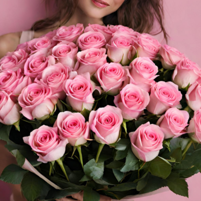 50 pink roses bouquet