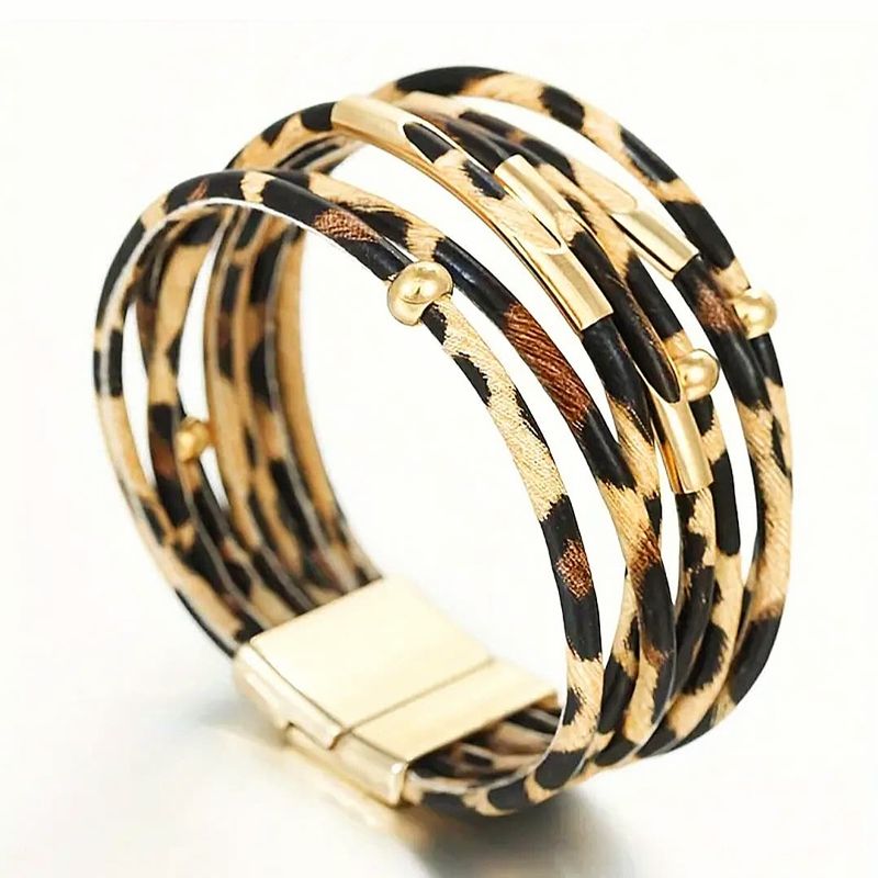 Leopard Magnet Buckle Multilayer Tube Bracelet – Bold &amp; Chic Style