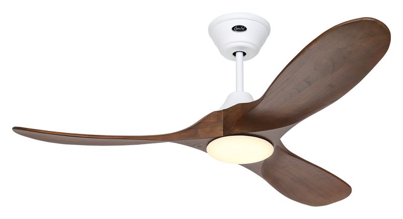 ECO GENUINO-L Ø122cm Matt White/Walnut Solid Wood ceiling fan with light integrated and remote control