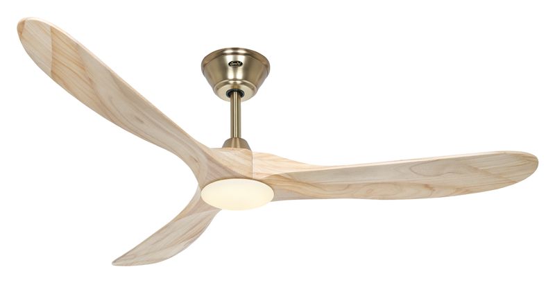 ECO GENUINO-L Ø152cm Brushed Brass/Natural Solid Wood ceiling fan with light integrated and remote control