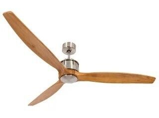 AKMANI Ø152cm Brushed Chrome/Teak Solid Wood ceiling fan with remote control