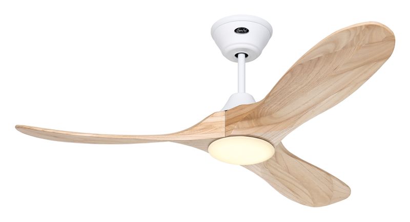 ECO GENUINO-L Ø122cm Matt White/Natural Solid Wood ceiling fan with light integrated and remote control