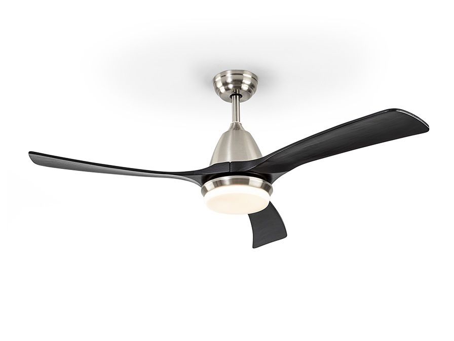 ASPAS Ø132cm Nickel/Black Solid Wood ceiling fan with light integrated and remote control